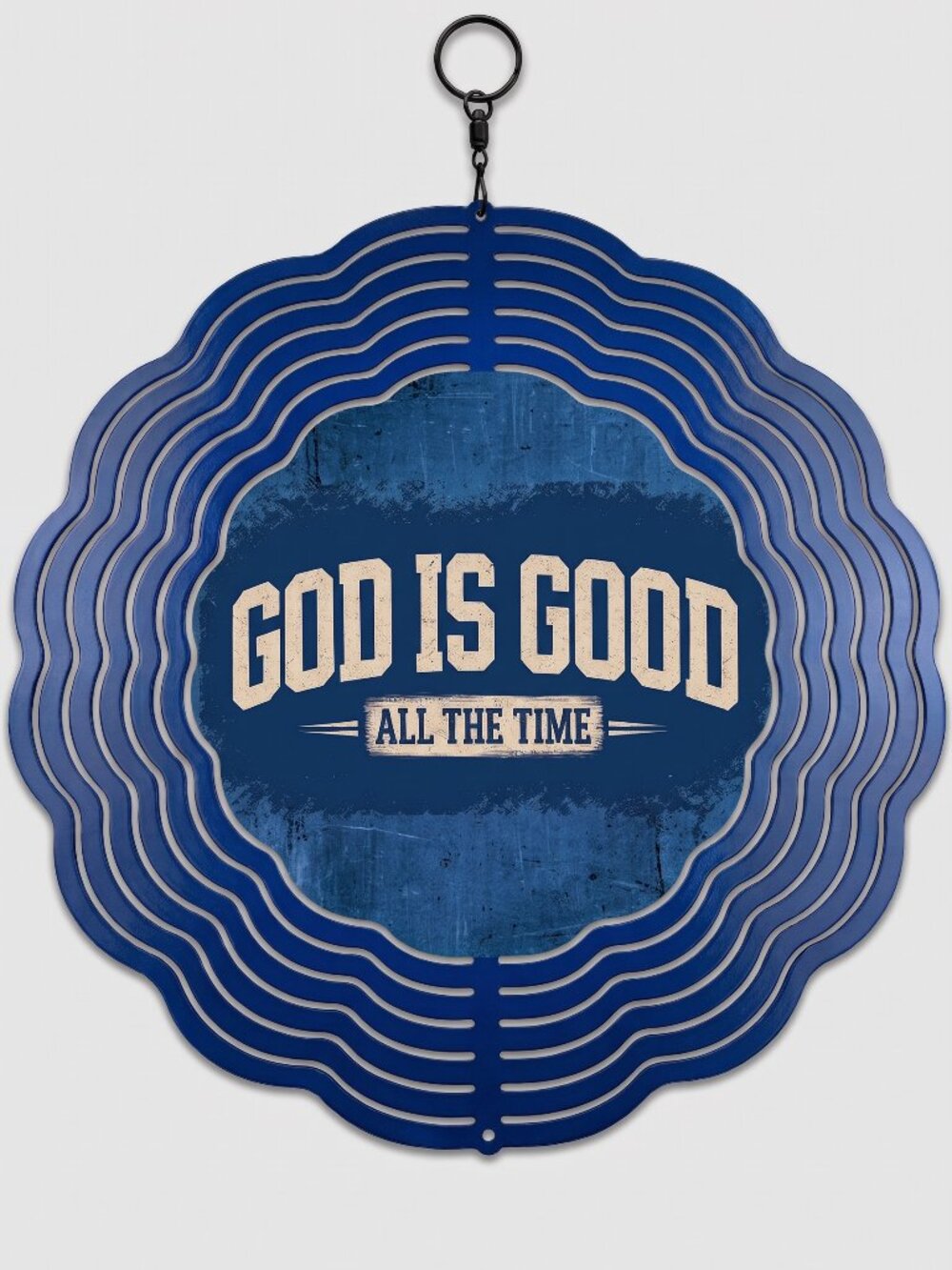 10" God Is Good All The Time Kinetic Wind Spinner - Blue Hanging Yard Decor